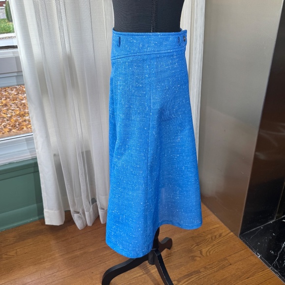 Vintage 1970s skirt, denim blue with white flecks, A-line, slight flare, 2 (XS) - Picture 3 of 8